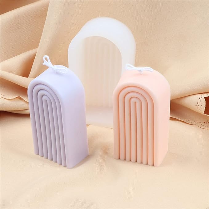 Geometric Rainbow Arch Candle Molds, Striped U-Shaped Silicone Mold, Abstract Lines Epoxy Molds for Candle Making and Baking Making Soap Wax Cake Mousse Ice Cream