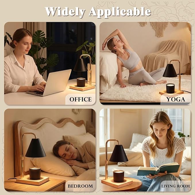 Candle Warmer Lamp with Timer - Gifts for Mom Grandma, Birthday Gifts for Women, Mothers Days Gifts, House Warming Gifts New Home Decor, Dimmable Wax Melt Black