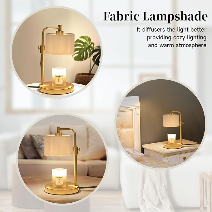 NITOWOLF Candle Warmer Lamp, Candle Lamp Warmer with Timer Adjustable Height Wax Warmer Lamp for Jar Candles, Birthday Gifts for Women House Warming Gifts (Gold)