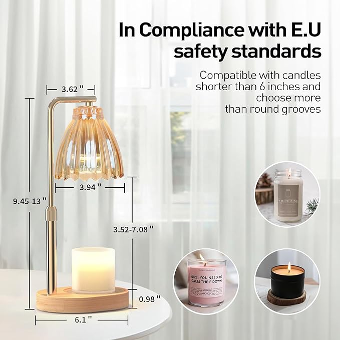 APSARAS USA Candle Warmer Lamp with Timer,Adjustable Height Candle Warmer,Dimmable, Home Decor,Wax Warmer Lamp for Jar Candles with 2 Bulbs and Life Flower Wooden Base,Gift Box for Her/Him (TD1283)