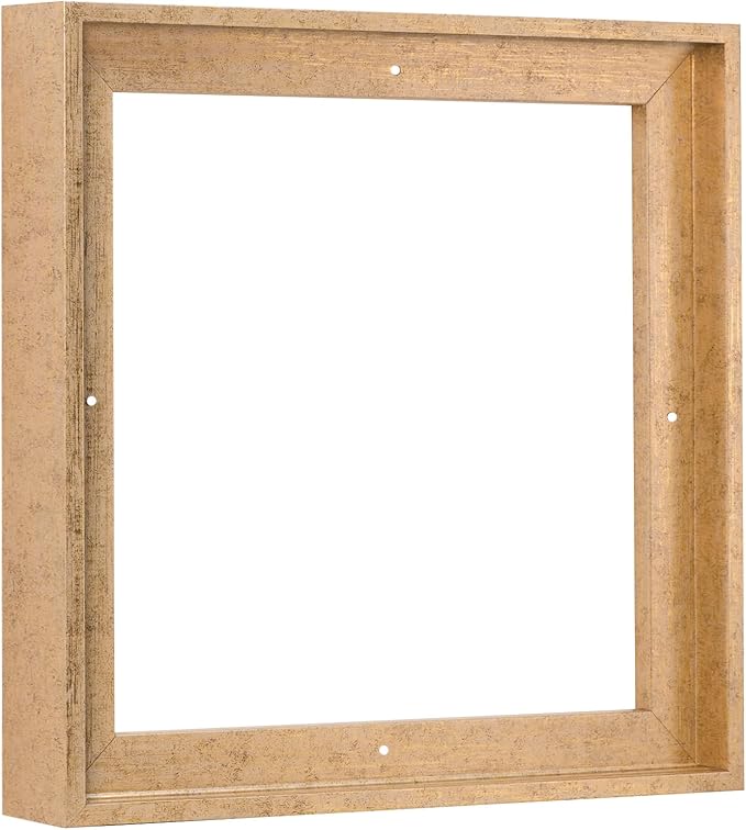 Pixy Canvas Floater Frame 45x45 for 1-1/2 (1.5) inch Deep Canvas Paintings/Canvas Prints/Wood Canvas Panels/Wall Art/Wall Decor/Home Decor/Artwork (Scratched Gold & Cream, 45 x 45 inch, Square)