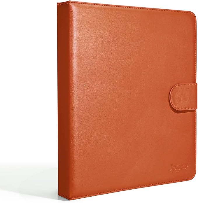 JOYCE Important Document Organizer, Life File Manager with Labels, for Managing Letters, Photos, Birth Certificates, Social Security Cards, Passport, Ring Binder (Brown Leather)