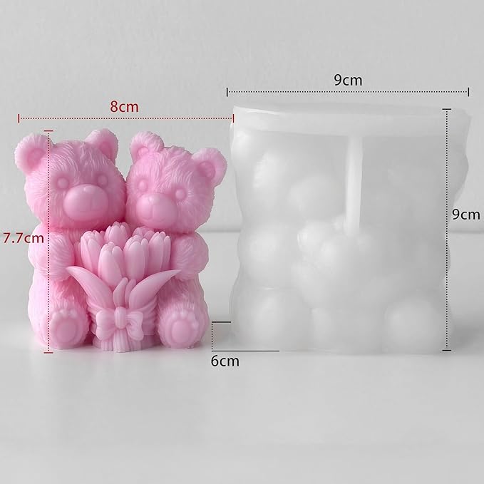 Tulip Flower Bear Heart Cylinder Candle & Resin Mold - Resin Casting Silicone Molds for Home Decor & Candle Making Wave Spiral Mold