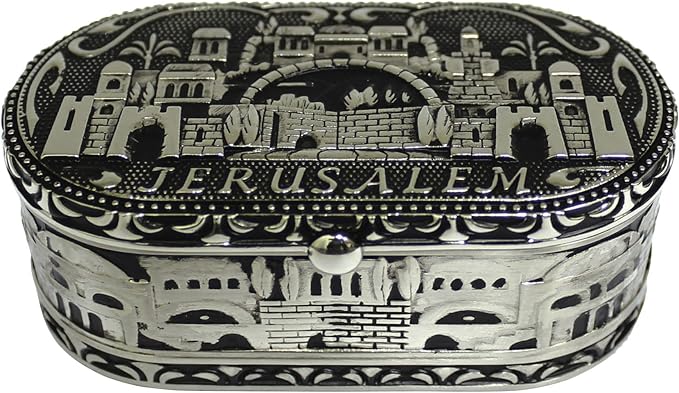 Jewish Shabbat Travel Candle Holders - Jerusalem Candlesticks, Nickel Travel Size Candlesticks in A Box with Cover 1.6 * 3.5 inch - Jerusalem