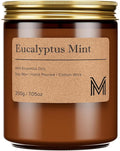M&SENSE EucalyptusMint Scented Christmas Candle Gift, Aromatherapy Candle Set for Women, Soy Wax Candles Home Scented, Long Lasting Amber Jar Candles Gift for Christmas, Thanksgiving, Holiday