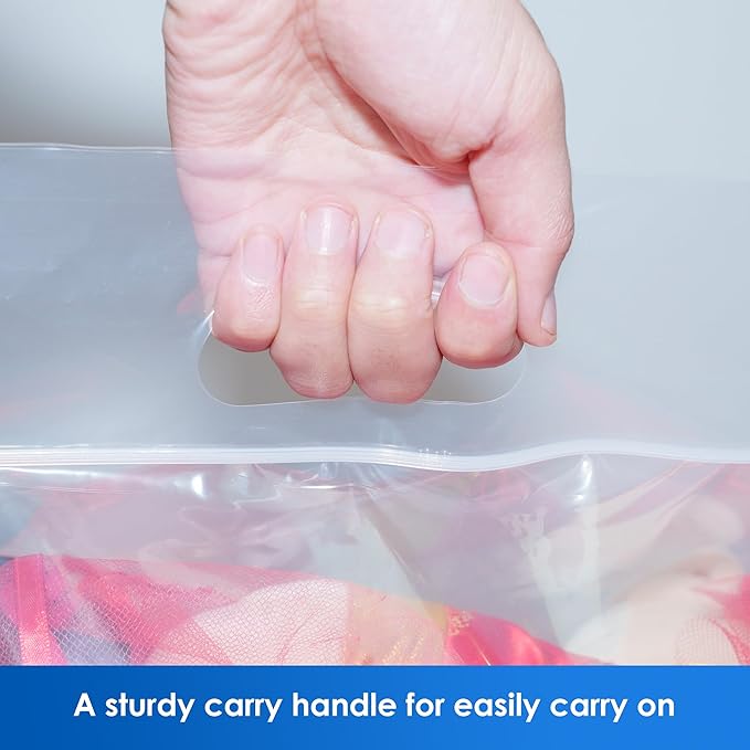 HygiCare Reclosable Storage Bags, 20 Gallon, 12 Count, 3mil Thick, Heavy Duty, Easy to Use with Carry Handle, Reusable, 24"x32", Perfect for Bedding, Clothes, Travel and Moving