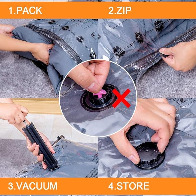 GONGSHI Vacuum Storage Bags, Space Saver Seal Bags For Clothing, Blankets, Comforters, Pillows, Clothes Storage,Travel Luggage.10 S