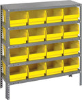 Quantum Storage Systems 1839-208YL Store More Steel Shelving Unit with 6" Shelf Bins, 18" D x 36" W x 39" H, Yellow