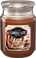 Candle-lite Scented Candles, Cinnamon Rolls Fragrance, One 18 oz. Single-Wick Aromatherapy Candle with 110 Hours of Burn Time, Brown Color