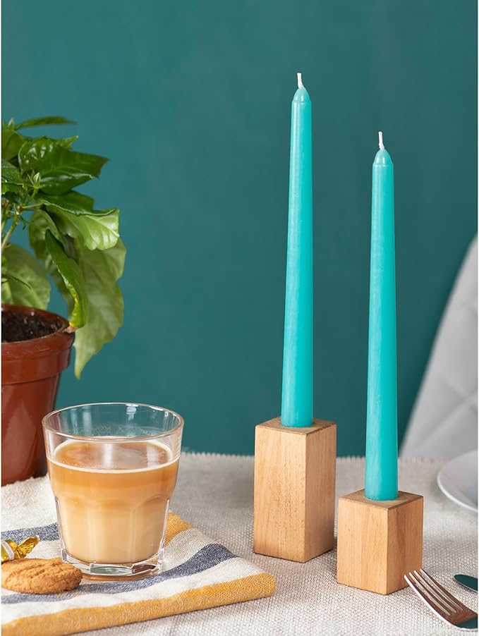 CANDWAX 12 inch Teal Taper Candles Set of 12 - Unscented Smokeless Dripless Tall Candle Sticks - Perfect for Holidays, Ordinary Dinners and Special Occasions - Turquoise Candlesticks
