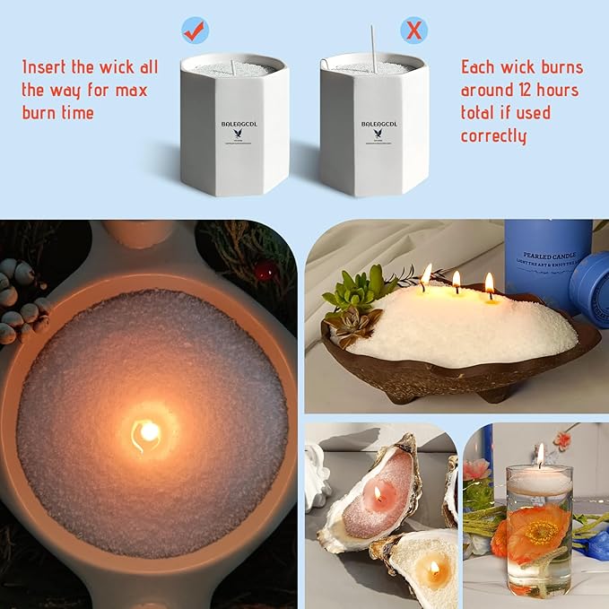 Vanilla Archive Pearled Candle 18 Oz with 30 Wicks - Vanilla Scented Sand Candles White Refillable Wax Lasts Up to 120 Hours Smooth and Clean Burning for Candle Making DIY