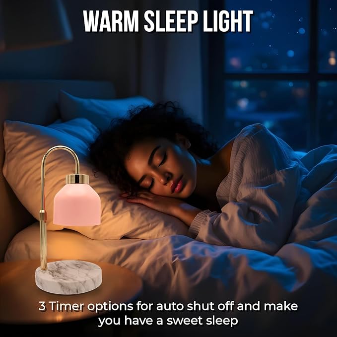 Candle Warmer Lamp with Timer & Dimmer | Adjustable Height & Brightness | Includes 2 Extra Bulbs | Wax Warmer Lamp | Christmas, Birthday & House Warming Gifts for Women, Mom for Jar Candles