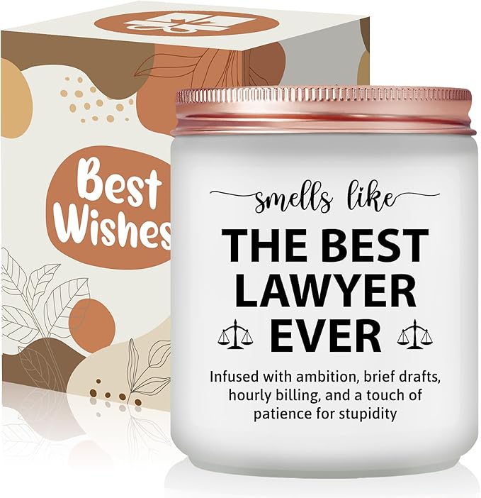 Lawyer Gifts for Women Men - Lawyer Gifts for Female Attorney, Paralegal, Future Lawyers - Law School Graduation Gift for Law Students -Bar Exam Gift - Lavender Scented Candle