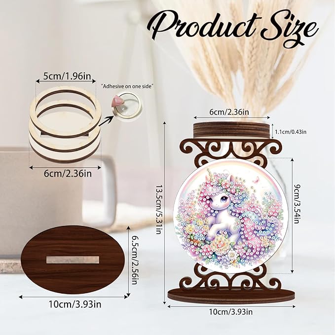 TDFERAN Diamond Painting Candlestick Holders Diameter 5cm Paint by Numbers Kit for Adults Candle Holders Dining Table Decor Candle for Table Sticks Holder Decor Unicorn