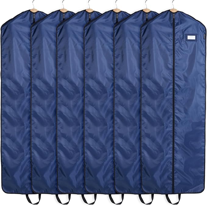 Covermates Keepsakes Garment Bag Set for Closet Storage and Travel – Breathable Suit and Dress Bags with ID Window and Carrying Handles – Heavy-Duty Hanging Wardrobe Protection Set, Blue