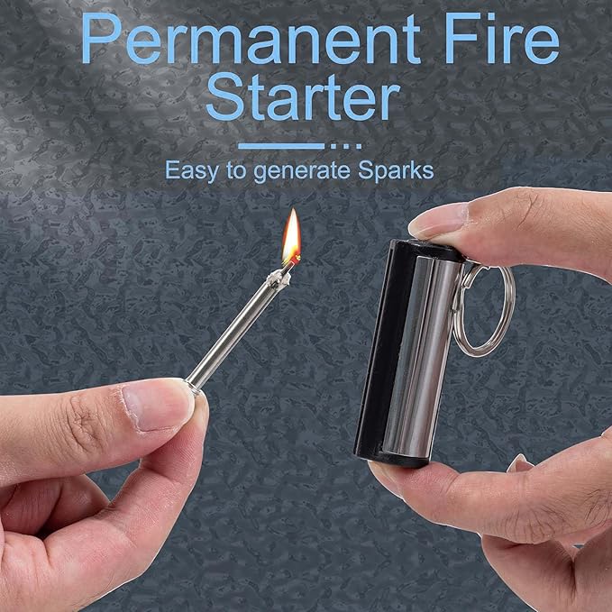 5-Pack Permanent Match Lighter - Waterproof Keychain Survival Tool Compatible with Camping and Candles, Emergency Use (No Fuel)
