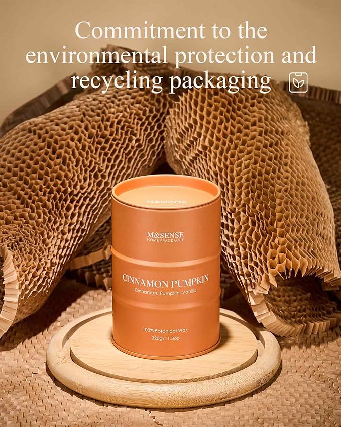 M&SENSE Cinnamon Pumpkin Scented Candles Christmas Decor,Natural Non Toxic, Aromatherapy Candle for Stress Relief Meditation Relaxing, Housewarming Gifts for Women Men, 11.3oz 70 Hour Christmas Candle