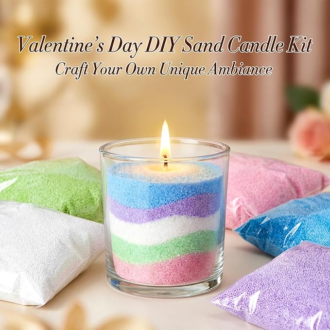 Sukh Candle Sand and Wicks - 430G(0.94lb) Sand Candles with Wicks Green, White, Pink, Blue, Purple Refillable Candle for Weddings, Parties