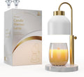 AIKUT Candle Warmer Lamp, with 2 Bulbs,Timer & Dimmer,Compatible with Large Yankee Candle Jars,3 Wick Candles,Height Adjustable Electric Top Melter,110-120v, (White Marble)
