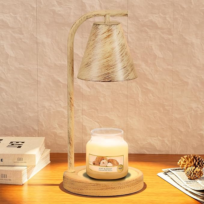 Oak Candle Warmer Lamp with Timer and Dimmer Farmhouse Electric Candle Lamps Warmer for Jar Candles Housewarming Gifts New Home Decor Gifts for Women