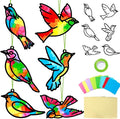 Qyeahkj 36 Set Spring Bird Suncatchers Crafts for Kids DIY Bird Window Tissue Paper Craft Kit Animal Hanging Decor for Summer School Home Activity Art Project Birthday Party Favor Gift