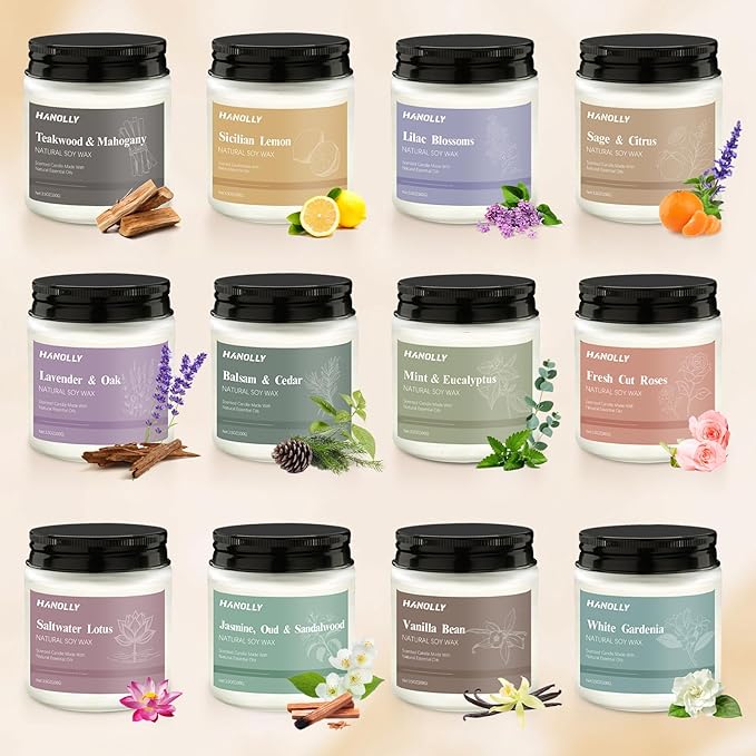 12 Pack Candles for Home Scented, Aromatherapy Candles Gifts Set for Women, Lavender, Vanilla, Rose Candle, 42OZ Natural Soy Wax Long Lasting Jar Candle, Birthday Valentine’s Day Present