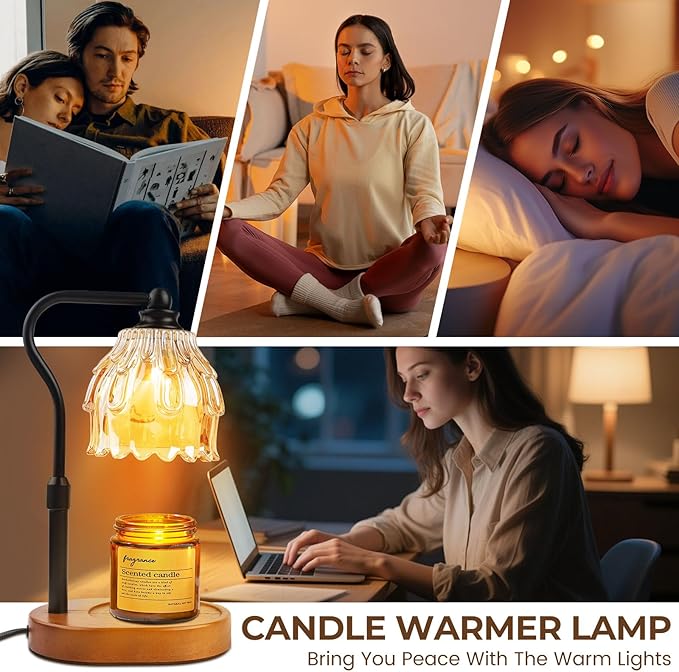 Candle Warmer Lamp with Timer and Wireless Remote Control, Dimmable Candle Warmer for Jar Candles, Height Adjustable Wax Melts Warmer, House Warming Gifts New Home Decor, Gifts for Women Mom(2 Pack)