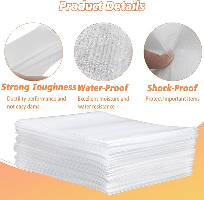 100 Pack 12'' x 16'' Cushion Foam Pouches, Moving Supplies for Dishes, Packing Materials for Dishes & Cups, Glass Packing Paper and Plate Protectors for Moving(300x400x0.5MM)