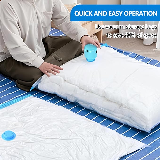 kissleaf Electric Pump for Vacuum Storage Bags, Air Pump for Compression Bags,Portable Vacuum Pump for Various Sealer Bags, Suitable for Common Vacuum Bags-Blue (No Storage Bags)