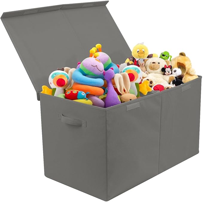 Sorbus Toy Chest with Flip-Top Lid, Kids Collapsible Storage for Nursery, Playroom, Closet, Home Organization, Large (Gray)