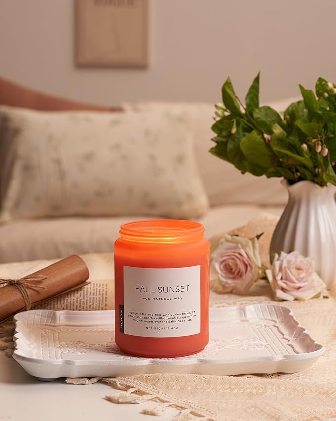 M&SENSE Amber Santal Soy Candles, Scented Candle 110 Hours Long Lasting Clean Burn Large Candle for Home Natural Organic Aromatherapy Relaxing Candle Birthday Holiday Gifts for Mom Friends
