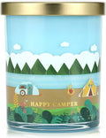 Happy Camping Candle,Fresh Forest Scented Candles,Candles for Home Decor,Summer Vacations Gifts for Friends,Adventure Lover,Travel,Climber,Hiker,Soy Wax Candle,10oz
