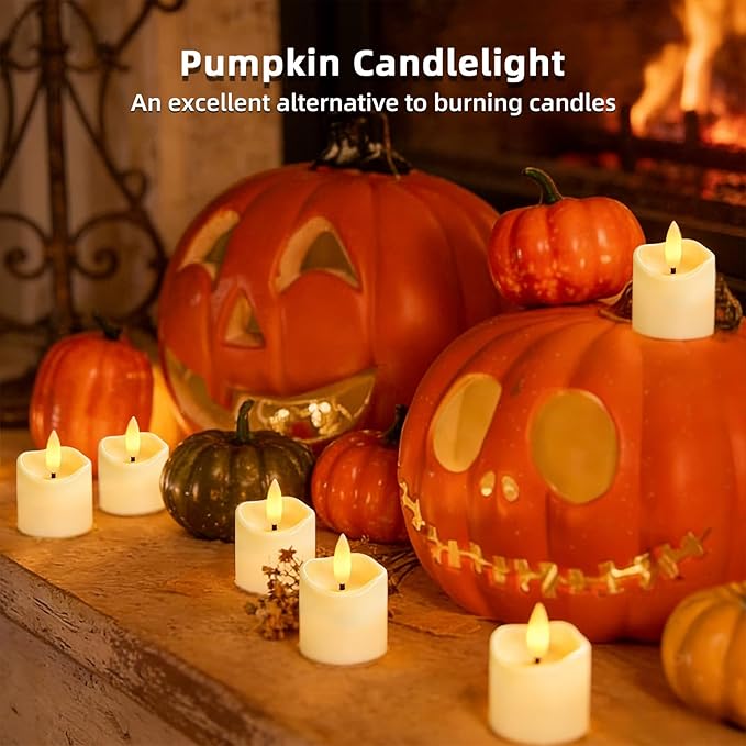 Rechargeable Flameless Candles with Remote Timer, 6pcs LED Flickering Electric Tea Lights Votive for Valentines, Christmas, Home Decor, Wedding,Home Decoration(USB-C Charging Cable Included)