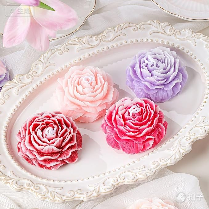 9 PCS Flower Candle Resin Molds,3D Heart Rose Tulip Daisy Peony Silicone Molds for Candle Soap Chocolate Making Valentine Mother Day Silicone Mold Rosas Silicona para Velas