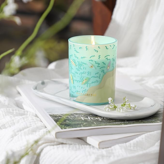 Hanalei Bay Candle,Spring Summer Candles,Sea Salt & Ocean Scented Candles,Ocean Gifts for Friend,Surfer,Sunbather,Beach Lover,Soy Wax Candle for Home Decor,10oz