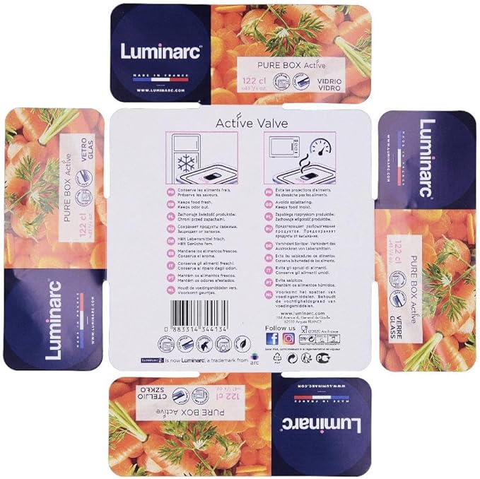 Luminarc, Pure Box Active square shape 1,22l, 1 Piece