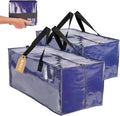 CHVEGLUZ 2 Packs Moving Bags Heavy Duty Extra Large,Storage Bags with Zipper&Handles, Sturdy&Durable Clothes Storage Bags Totes for College Dorm Essentials, Moving Boxes for College Supplies, Blue