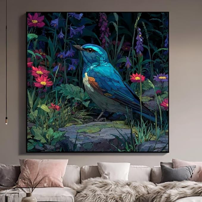 Paint by Numbers Kit for Adults Bird Paint by Numbers Flower DIY Crafts for Adults Canvas Paintings Kits, Hobbies for Women Art With Accessories for Home Wall Decor 20x20 inch Without Frame Y-9276