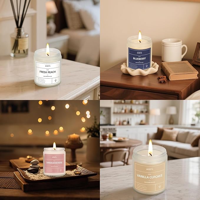 Sandalwood Rose Candle for Home Scented| Natural Soy Non Toxic Candles| Long Clean Burning Aromatheraphy Jar Candel| Women,Men Gift for Autumn,Winter, Halloween,Thanksgiving,Relaxing| 9oz