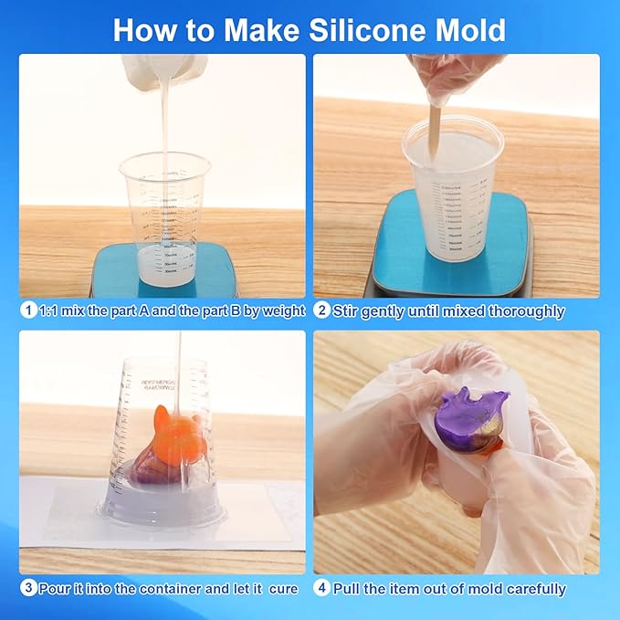 CHANGTIKEJI Silicone Mold Making Kit, 210 OZ Super Elastic Liquid Silicone for Fast Curing Translucent Silicone Rubber Casting Molds, Candle, Soap, Food