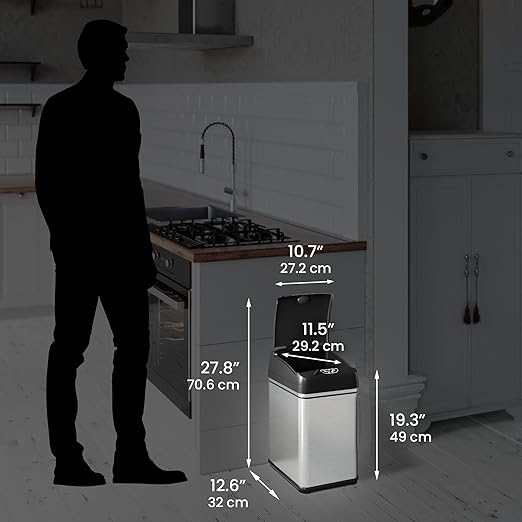 iTouchless 8 Gallon Dog-Proof Sensor Kitchen Trash Can with Lid and Odor Filter, Stainless Steel 30 Liter Automatic Recycling Bin Prevents Pets Getting in Trashcan Bedroom Home Office Bathroom