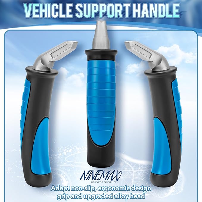 NINEMAX Car Door Handle for Elderly Car Handle Assist Support, Auto Grab Handles, Portable Car Door Cane for Seniors, Handicap (Black, Blue 2 pcs)