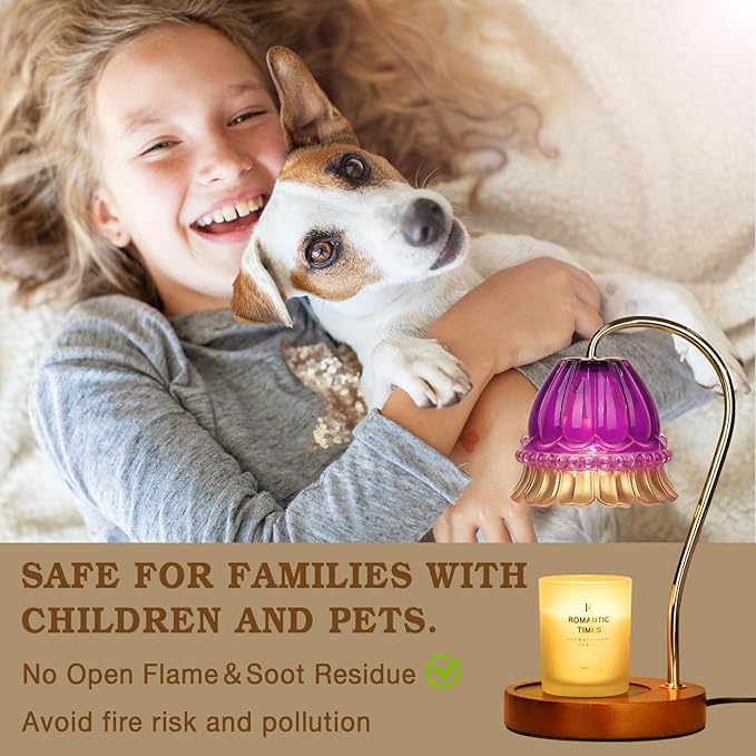 Funistree Flower Candle Warmer Lamp with Timer, Wax Warmer, Height Adjustable, Birthday Gifts for Women, Mom, Sister, Candle Lamp Warmer Gifts, Electric Dimmable Candle Warmer, Vintage Home Decor