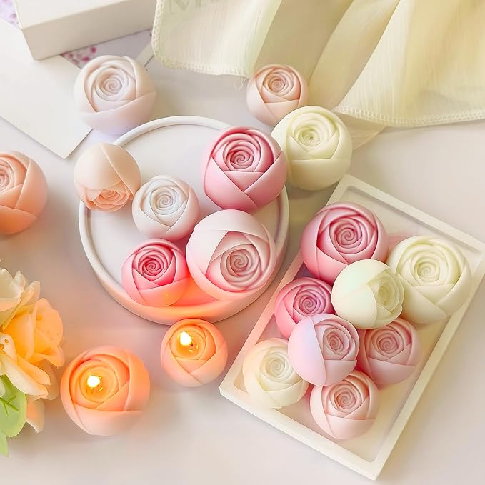 2 Pack Flower Resin Mold - Resin Casting Silicone Molds for Home Decor & Candle Making Wave Spiral Mold