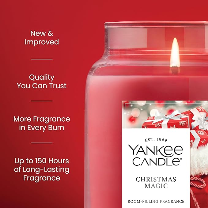 Yankee Candle Christmas Magic Scented Candle, 22oz Large Jar, Up to 150 Hour Burn Time, Giftable