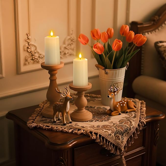 PChero Rechargeable Flameless Candles with Remote Timer, 4 Packs 5.1" x 2.7" Outdoor Waterproof Battery Operated LED Flickering Electric Fake Pillar Candles for Lanterns Porch Patio Decor