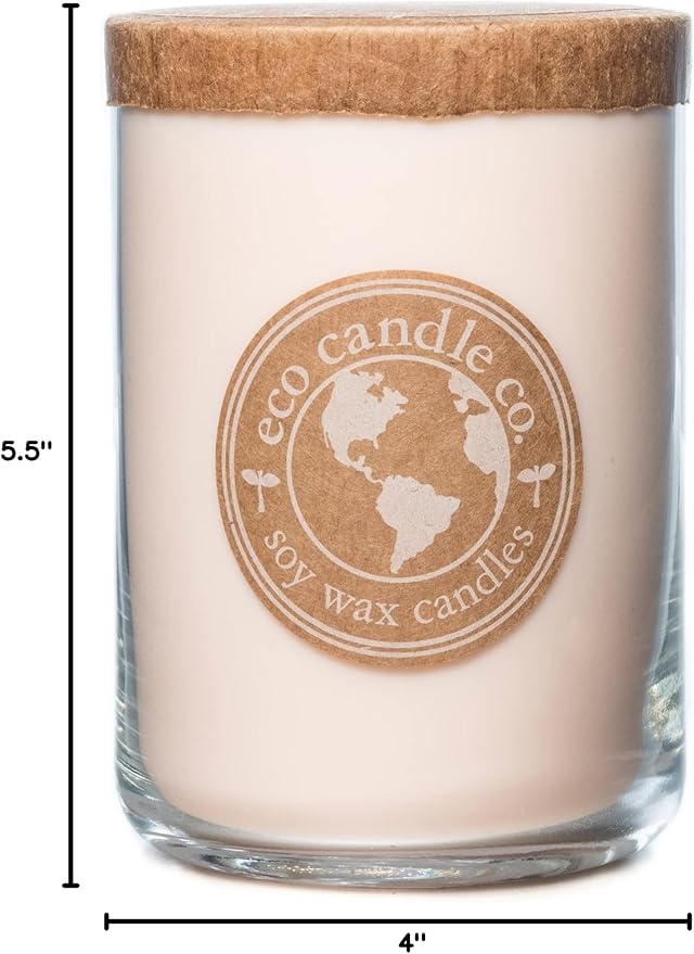 ECO CANDLE CO. Recycled Candle, Gardenia & Guava, 26 oz. - Scents of Gardenia, Jasmine, Guava, & Tropical Greens - 100% Soy Wax, No Lead, Kraft Paper Label & Lid, Hand Poured, Phthalate Free