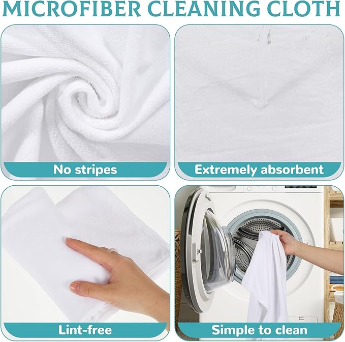6 Pcs Extra Large Microfiber Cleaning Cloth Reusable Microfiber Towels Thick Washable Cleaning Towel for Home Office Windows Floors and Cars, 30 x 20 Inch(White)
