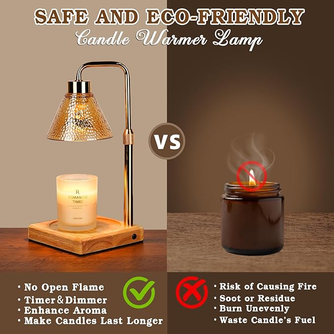 Modern Candle Warmer Lamp, Dimmable Candle Lamp Warmer with Timer, Mothers Day Birthday Gifts for Women Who Have Everything, Adjustable Men's Candle Lamp, Cozy Living Room Bedroom Decor