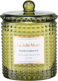 LA JOLIE MUSE Starlit Golden Fir Candle - Cedarwood, Patchouli, Fir Balsam | 10 oz Natural Soy Wax | 55 Hours Clean Burn | Fresh Scent Candles | Gift-Ready for Hosts & Gatherings